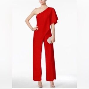 Adrianna Papell Red Asymmetrical Jumpsuit